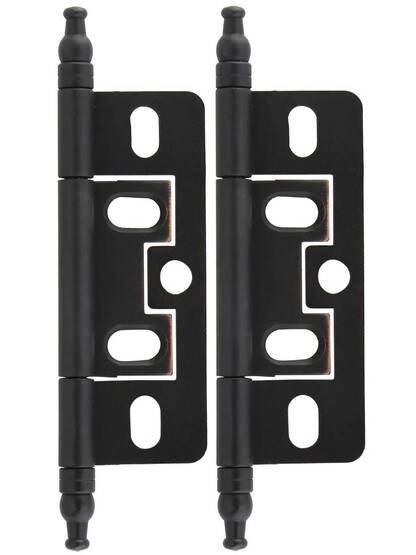 Pair of Solid Brass 2 1/2 inch Non-Mortise Minaret-Tip Cabinet Hinges in Michelangelo Bronze.